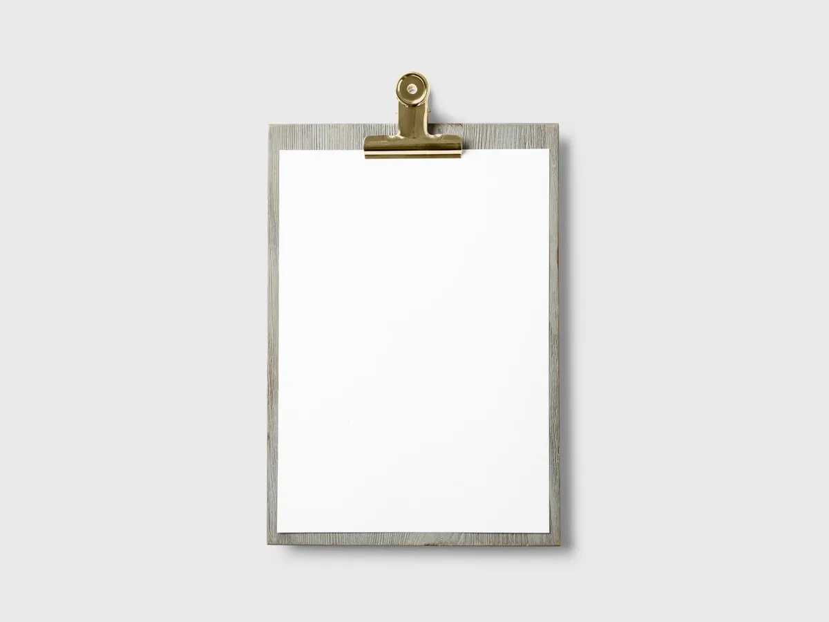 A blank clipboard ready for the day's job sheet